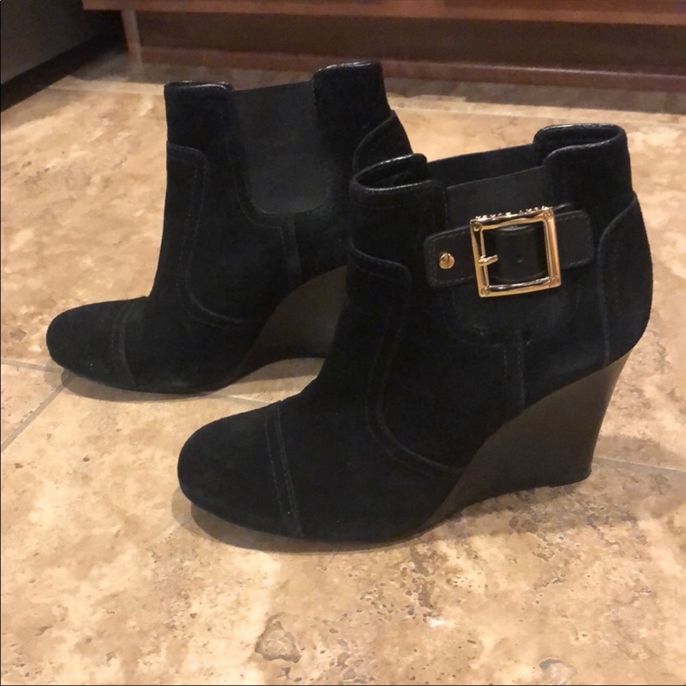 Tory Burch black suede wedge booties.  Look great!